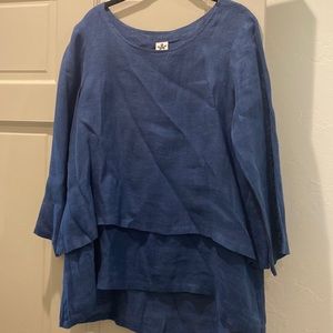 Navy 100% Linen Top